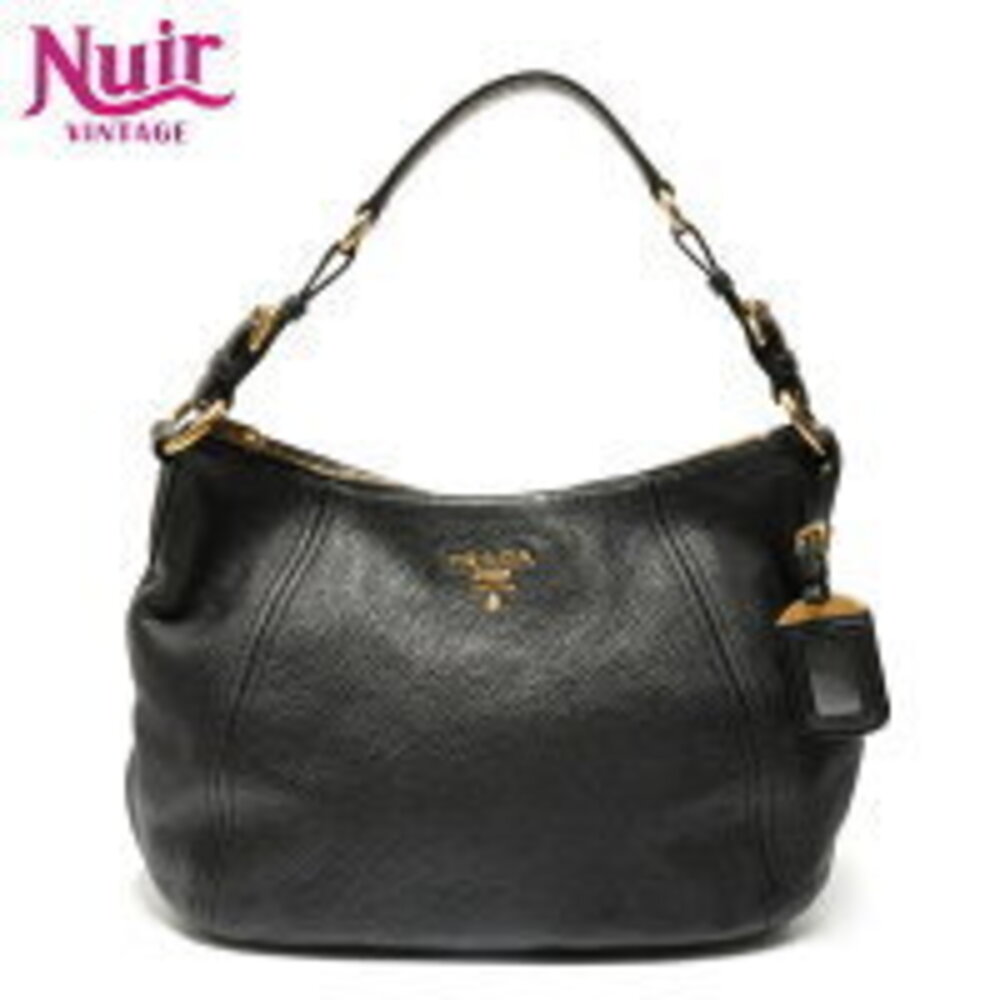 Prada Vitello Phenix Hobo Bag grained leather Black